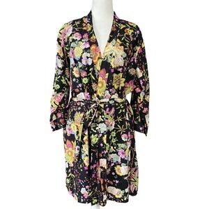 Singing Slowly‎ Kimono Robe Womens Medium Floral Belted Lounge Boho Lightweight